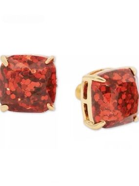 Kate Spade New York ♠️ sparkly red glitter square stud earrings